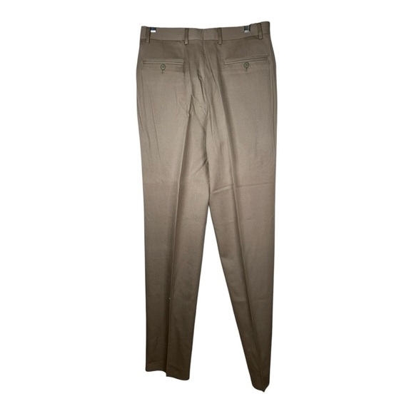 Men's LOUIS RAPHAEL Dark Khaki Flat Front Dress Pants Sz 33x47 NWT 100% wool - Picture 2 of 12